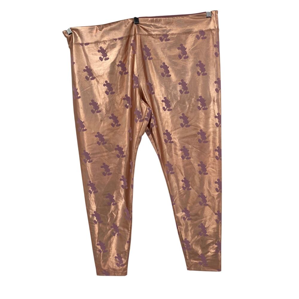 Disney Parks Leggings Rose Gold Metallic Foil Pink Mickey Mouse Size 2X NEW